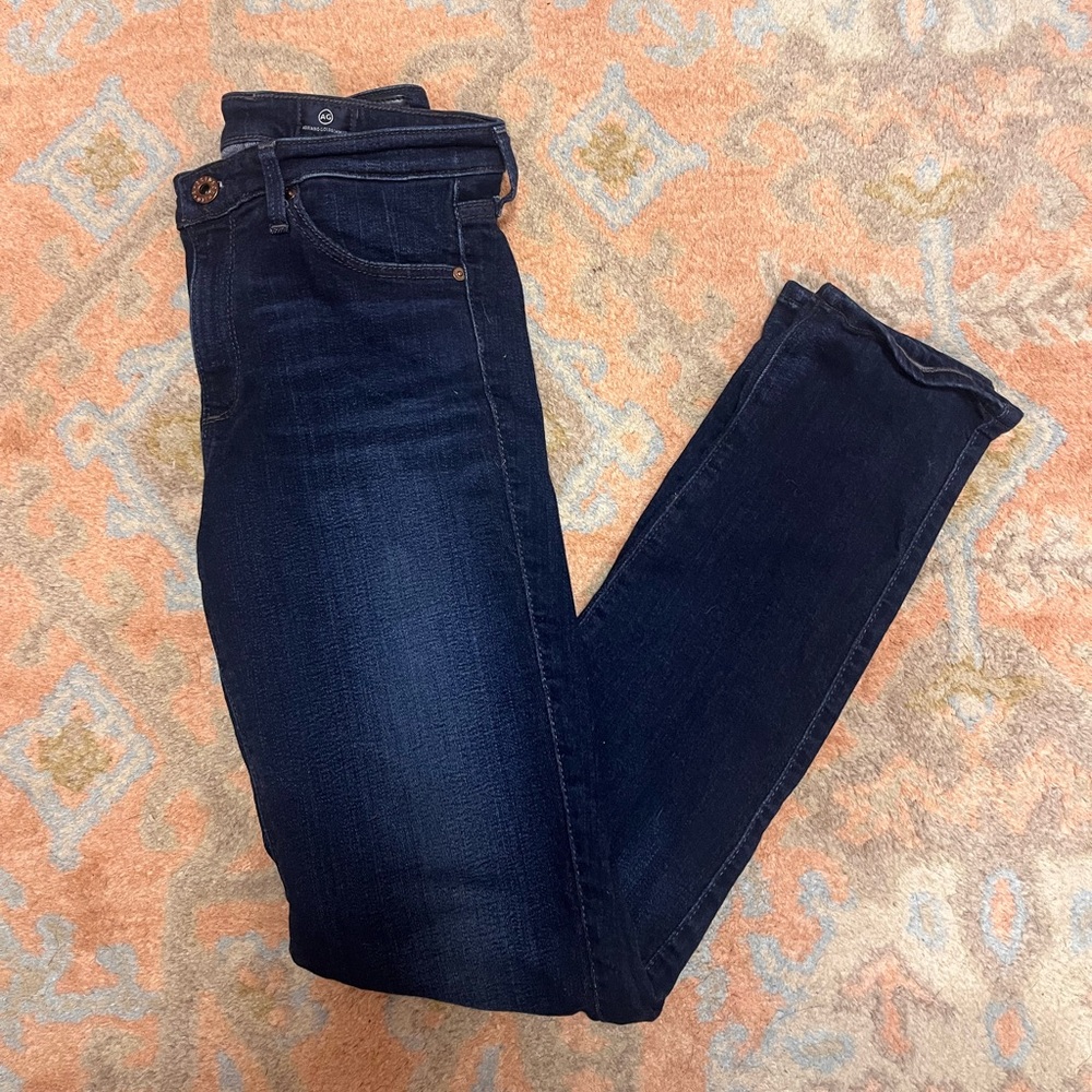 Ag Adriano Goldschmied Dark Blue The Prima Mid-Rise Cigarette Skinny Jeans